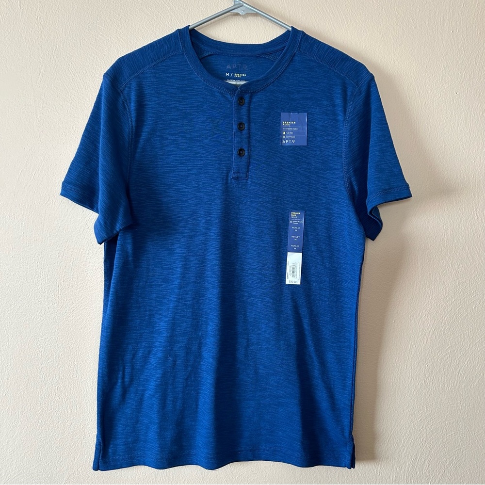 NWT Apt. 9 Premier Flex Men's Blue Henley Shirt